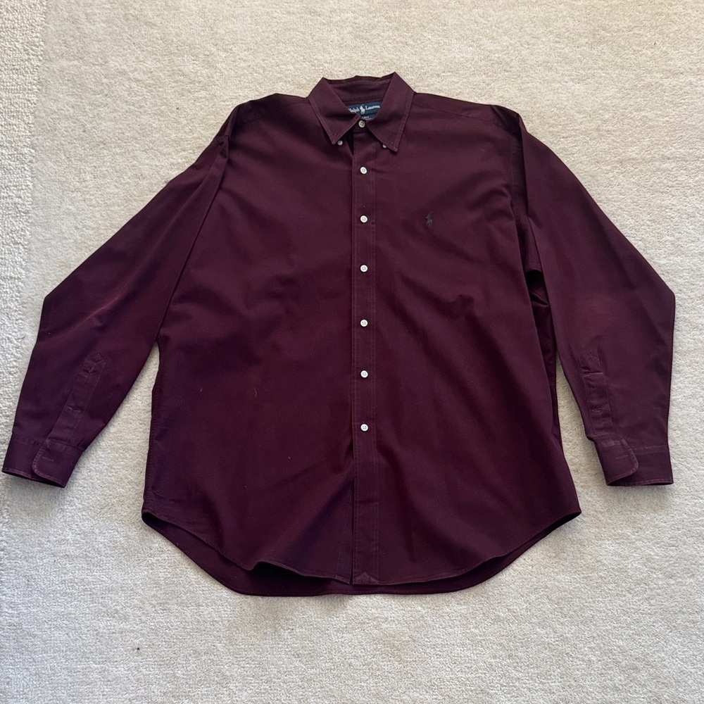 Men's polo Ralph Lauren button down Burgundy Shirt size large